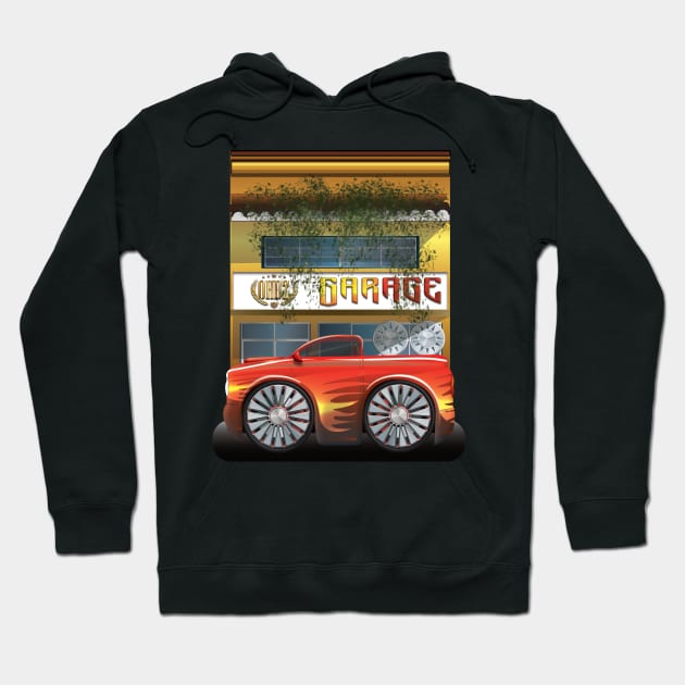 CS Cartoon Machines PickUp Truck And Garage V 2.1. Hoodie by OmarHernandez